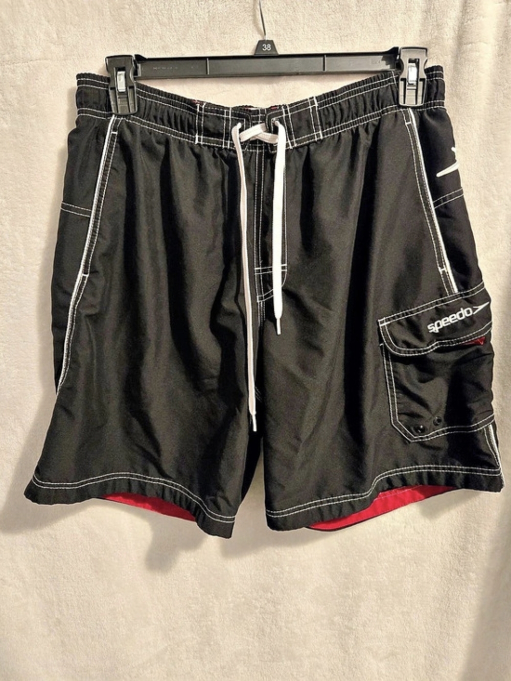 Speedo Men's Swim Trunks Black & Red Size Medium